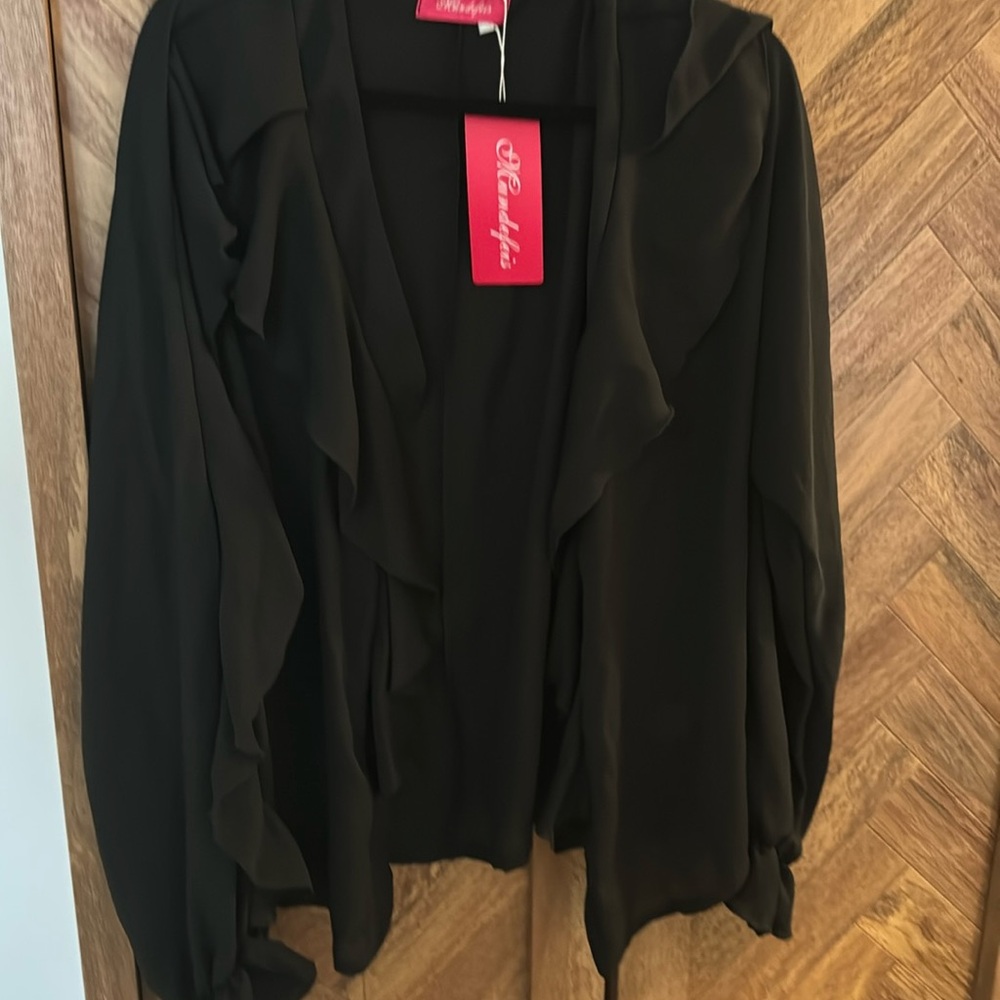 Chiffon button up ruffle top